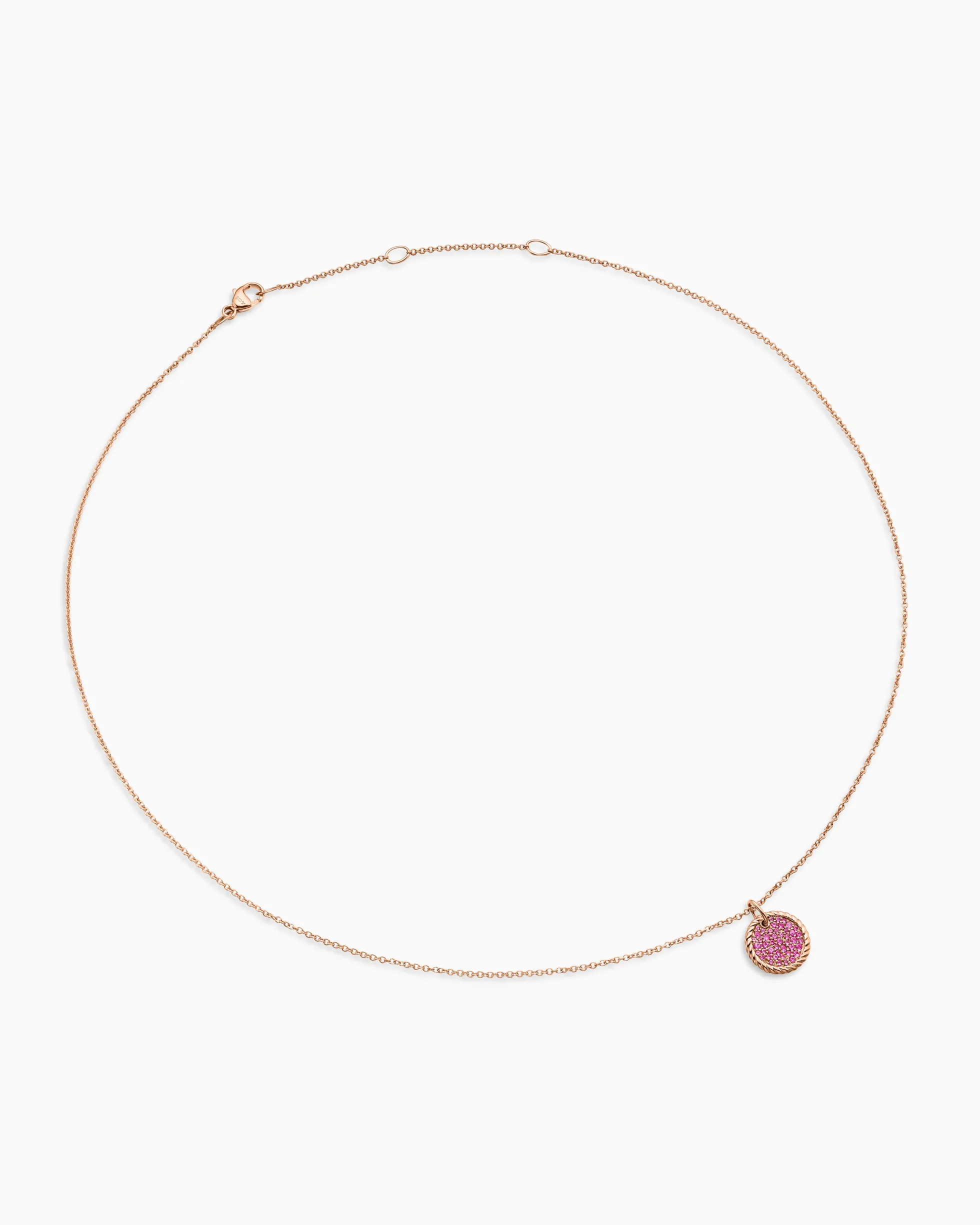 Cable Collectibles® Pavé Plate Necklace 18K Rose Gold with Pink Sapphires, 11mm