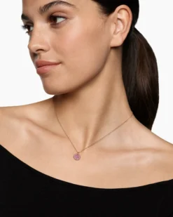 Cable Collectibles® Pavé Plate Necklace 18K Rose Gold with Pink Sapphires, 11mm