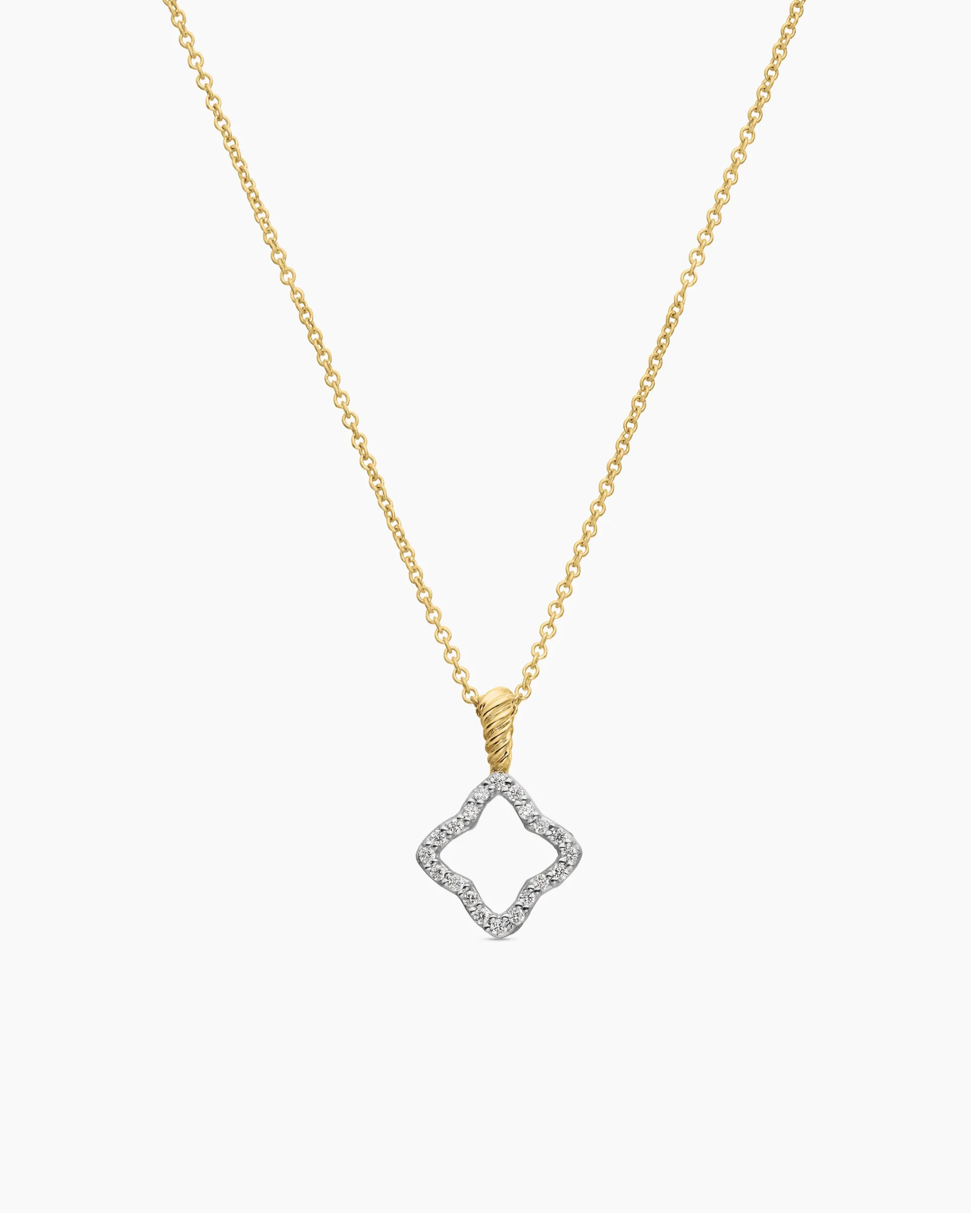 Cable Collectibles® Quatrefoil Necklace 18K Yellow Gold with Diamonds, 17.5mm