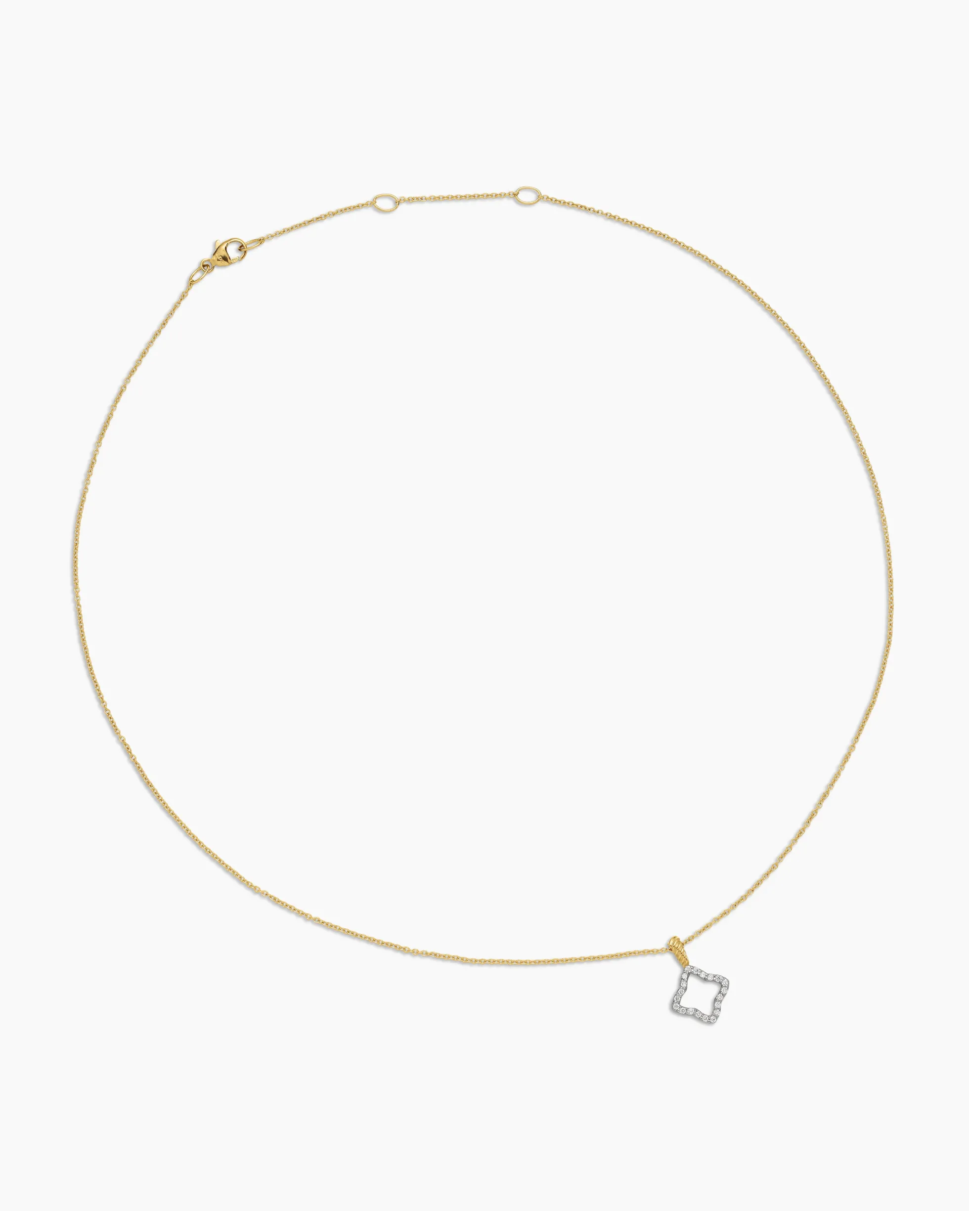 Cable Collectibles® Quatrefoil Necklace 18K Yellow Gold with Diamonds, 17.5mm
