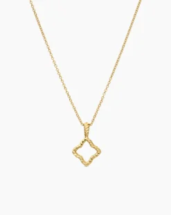 Cable Collectibles® Quatrefoil Necklace 18K Yellow Gold with Diamonds, 17.5mm