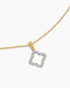Cable Collectibles® Quatrefoil Necklace 18K Yellow Gold with Diamonds, 17.5mm