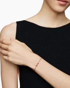 Cable Collectibles® Ribbon Chain Bracelet 18K Rose Gold with Pavé Pink Sapphires, 15mm