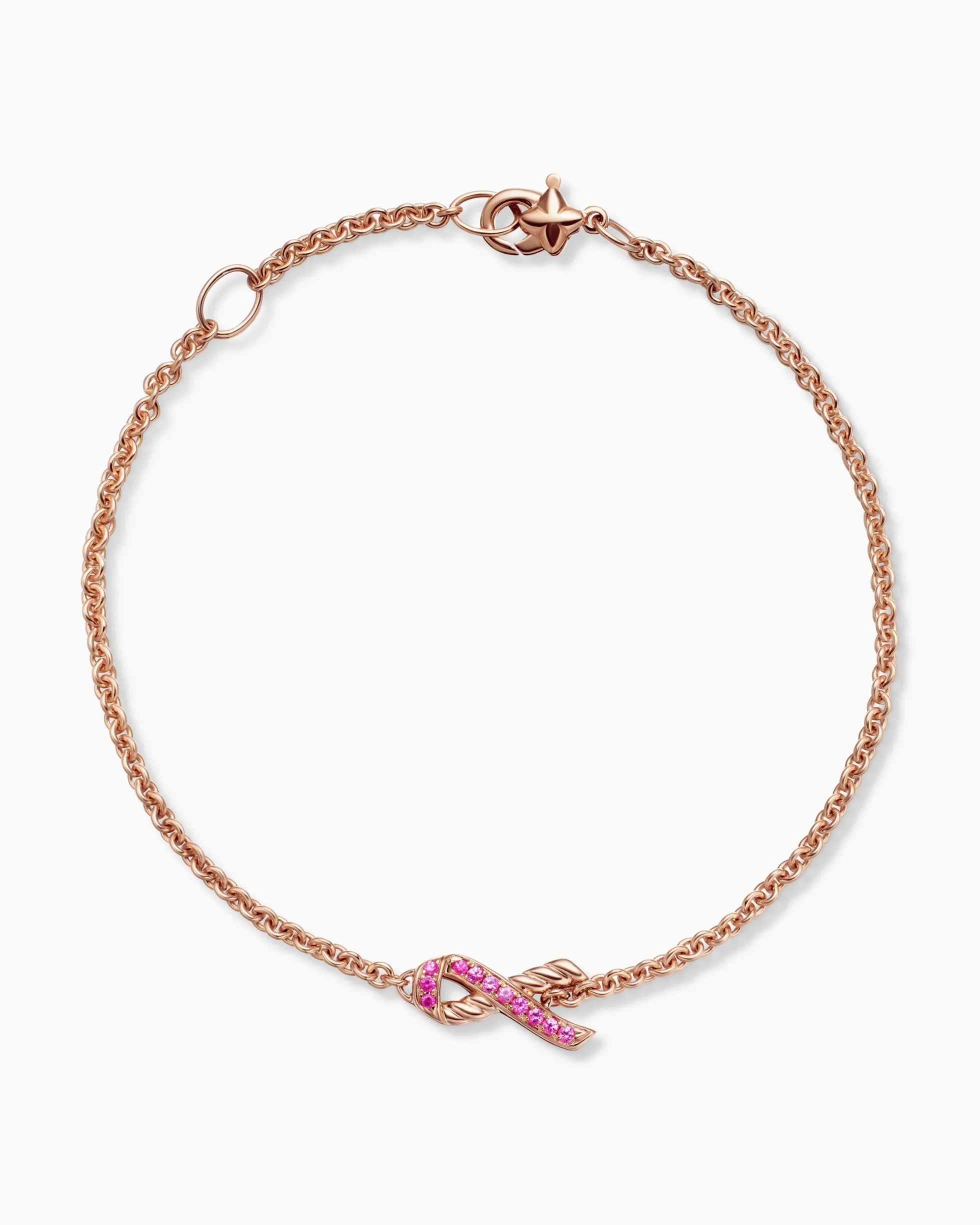 Cable Collectibles® Ribbon Chain Bracelet 18K Rose Gold with Pavé Pink Sapphires, 15mm