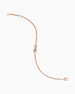 Cable Collectibles® Ribbon Chain Bracelet 18K Rose Gold with Pavé Pink Sapphires, 15mm