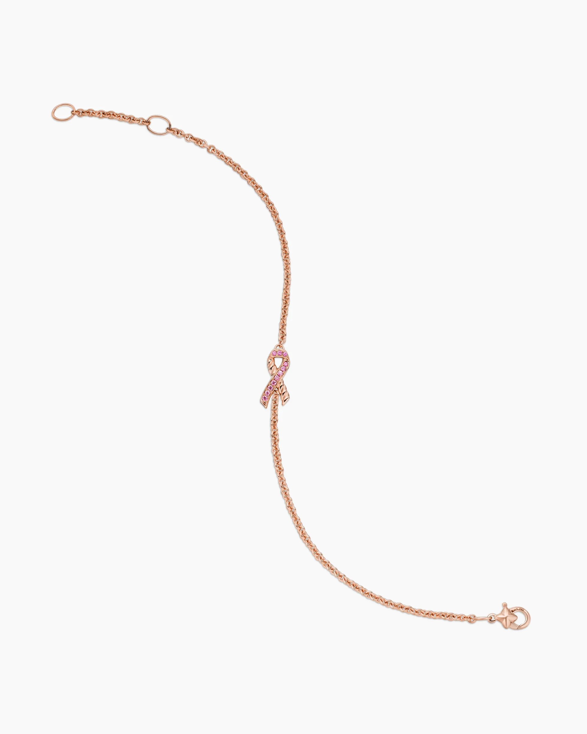 Cable Collectibles® Ribbon Chain Bracelet 18K Rose Gold with Pavé Pink Sapphires, 15mm