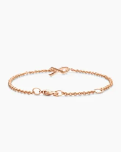 Cable Collectibles® Ribbon Chain Bracelet 18K Rose Gold with Pavé Pink Sapphires, 15mm