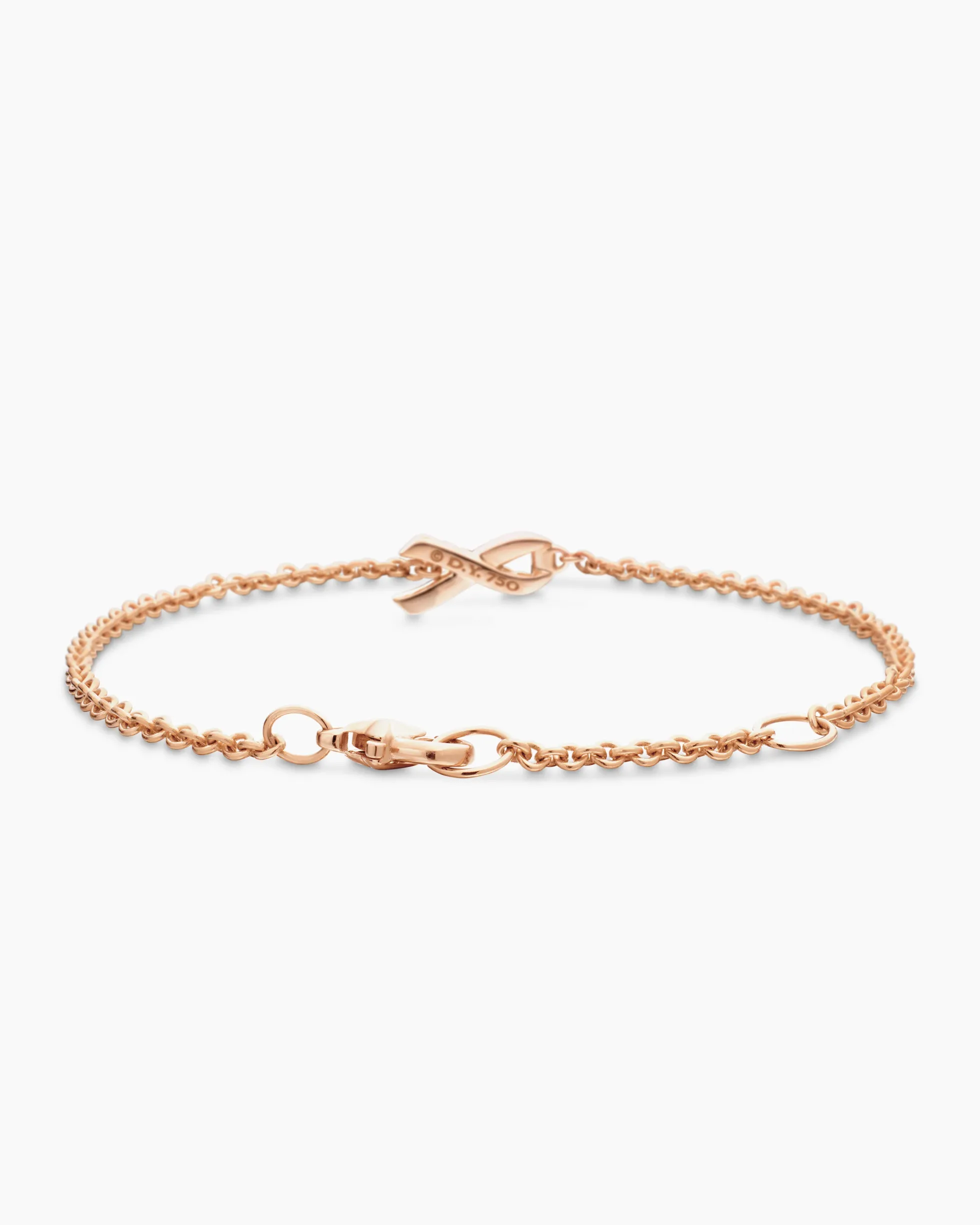 Cable Collectibles® Ribbon Chain Bracelet 18K Rose Gold with Pavé Pink Sapphires, 15mm