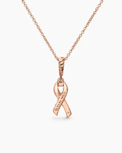 Cable Collectibles® Ribbon Necklace 18K Rose Gold with Pavé Pink Sapphires, 15.7mm