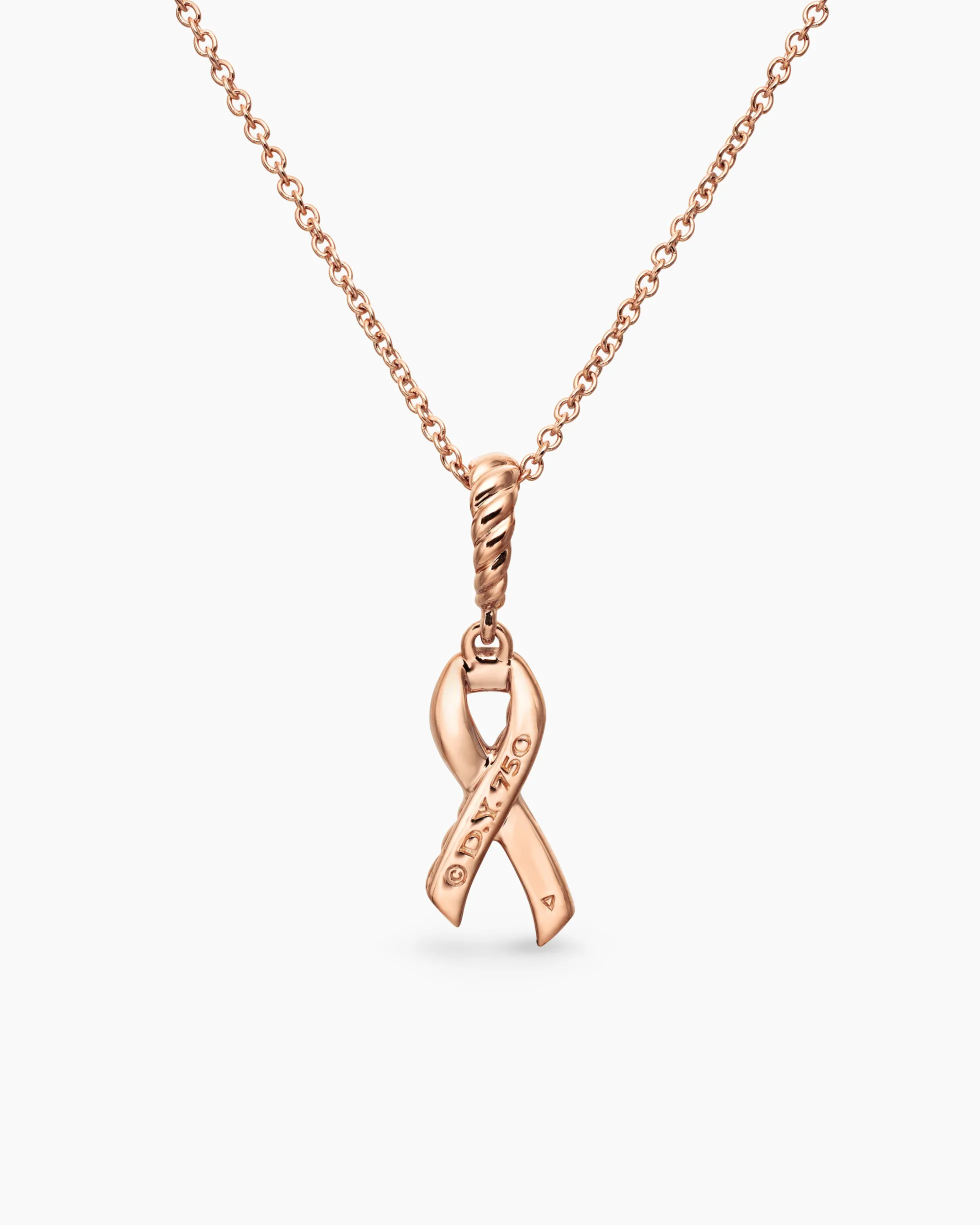 Cable Collectibles® Ribbon Necklace 18K Rose Gold with Pavé Pink Sapphires, 15.7mm