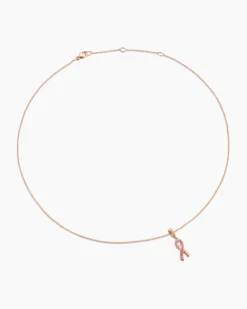Cable Collectibles® Ribbon Necklace 18K Rose Gold with Pavé Pink Sapphires, 15.7mm