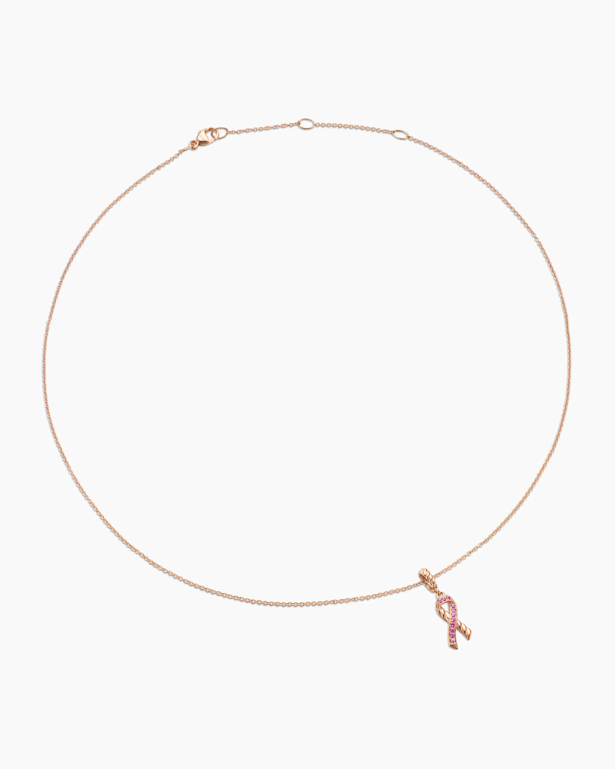 Cable Collectibles® Ribbon Necklace 18K Rose Gold with Pavé Pink Sapphires, 15.7mm