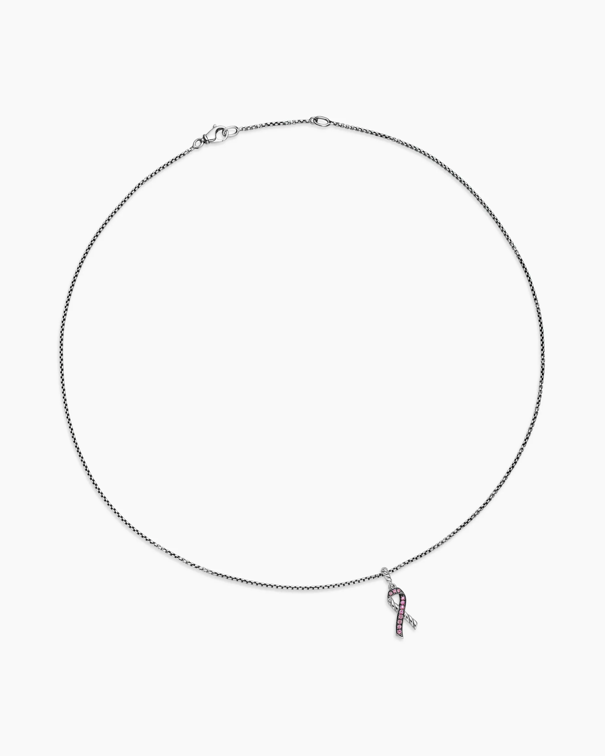Cable Collectibles® Ribbon Necklace Sterling Silver with Pink Sapphires, 24.4mm