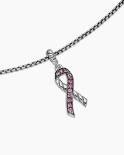 Cable Collectibles® Ribbon Necklace Sterling Silver with Pink Sapphires, 24.4mm