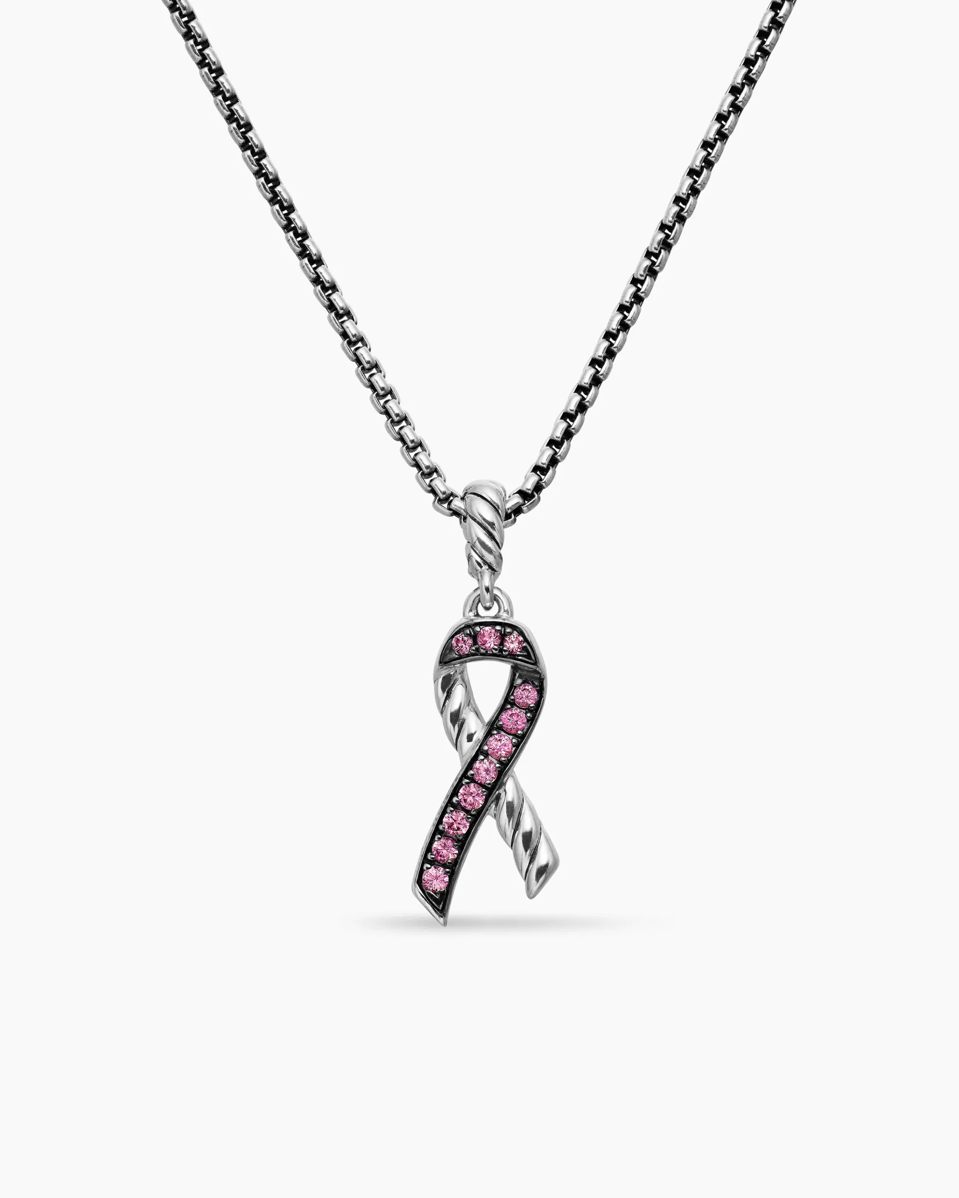 Cable Collectibles® Ribbon Necklace Sterling Silver with Pink Sapphires, 24.4mm