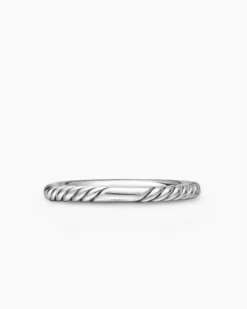 Cable Collectibles® Stack Ring Sterling Silver with Diamonds, 2mm