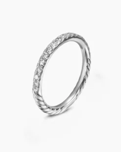 Cable Collectibles® Stack Ring Sterling Silver with Diamonds, 2mm