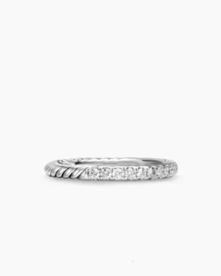Cable Collectibles® Stack Ring Sterling Silver with Diamonds, 2mm