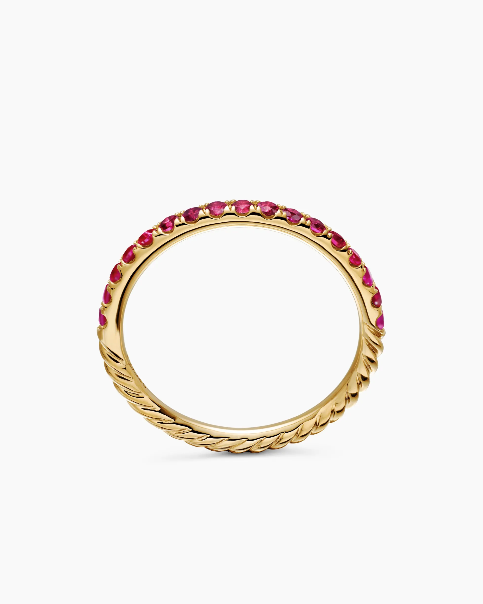 Cable Collectibles® Stack Ring 18K Yellow Gold with Pavé Rubies, 2mm
