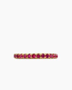 Cable Collectibles® Stack Ring 18K Yellow Gold with Pavé Rubies, 2mm