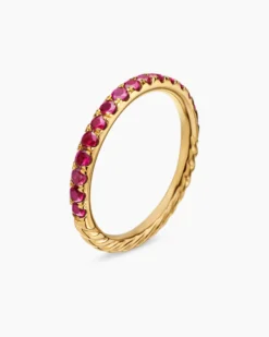 Cable Collectibles® Stack Ring 18K Yellow Gold with Pavé Rubies, 2mm