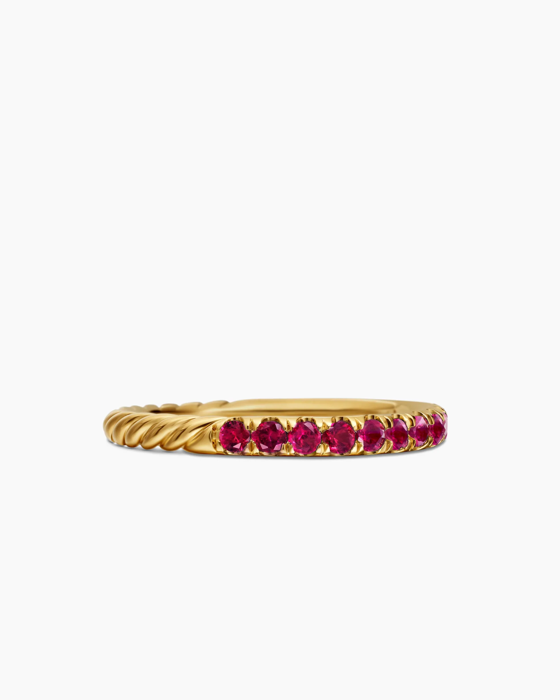 Cable Collectibles® Stack Ring 18K Yellow Gold with Pavé Rubies, 2mm