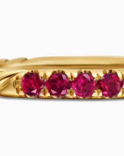 Cable Collectibles® Stack Ring 18K Yellow Gold with Pavé Rubies, 2mm