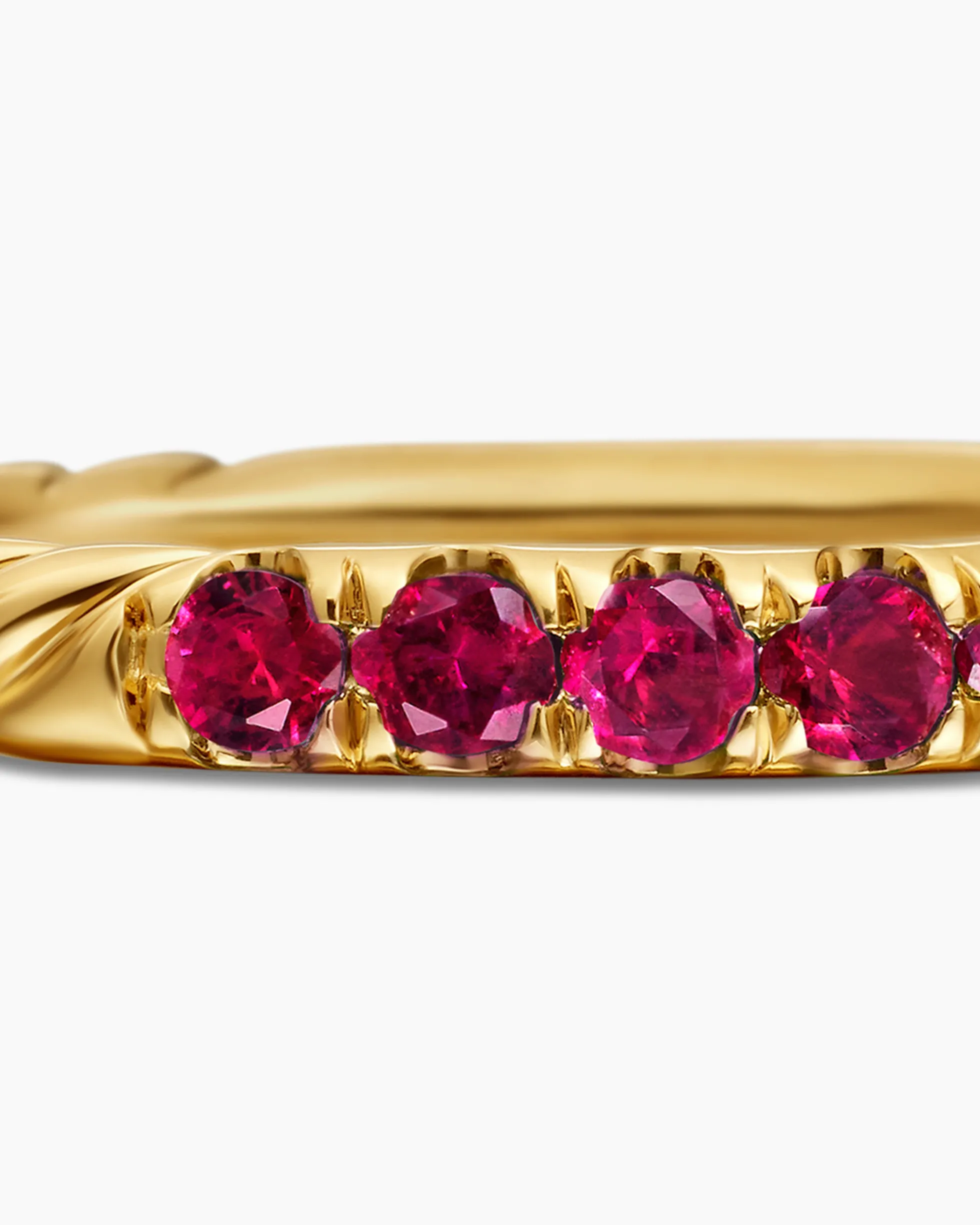 Cable Collectibles® Stack Ring 18K Yellow Gold with Pavé Rubies, 2mm