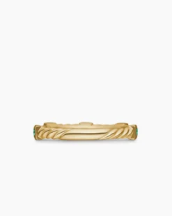 Cable Collectibles® Stack Ring 18K Yellow Gold with Emeralds, 2mm