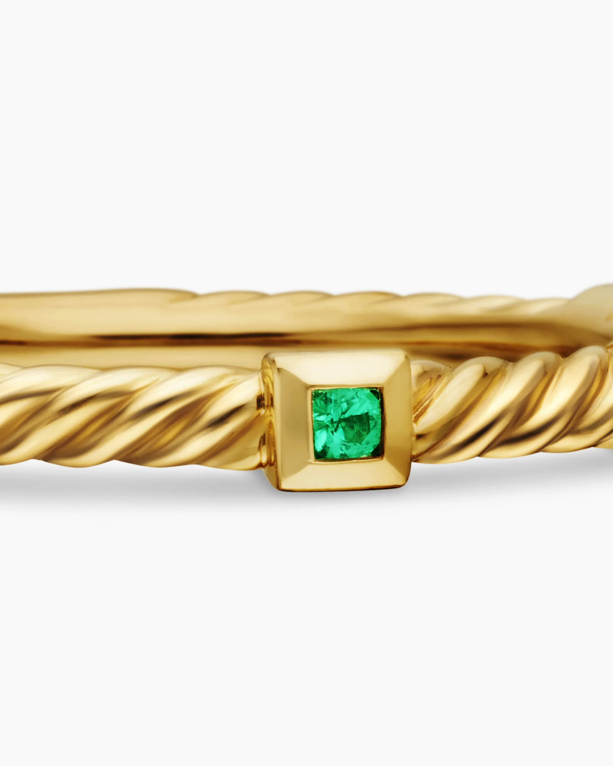 Cable Collectibles® Stack Ring 18K Yellow Gold with Emeralds, 2mm