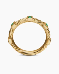 Cable Collectibles® Stack Ring 18K Yellow Gold with Emeralds, 2mm