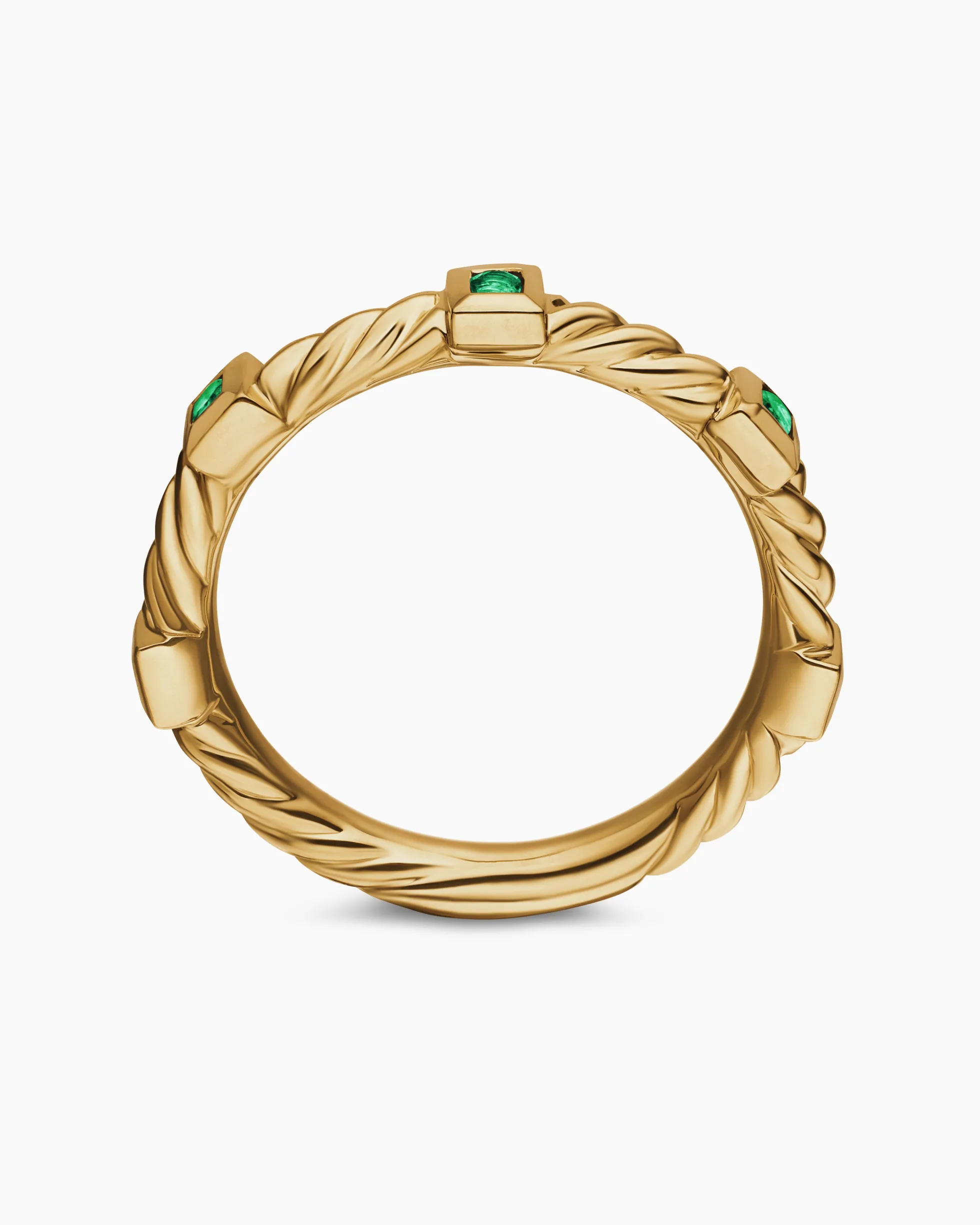Cable Collectibles® Stack Ring 18K Yellow Gold with Emeralds, 2mm