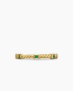 Cable Collectibles® Stack Ring 18K Yellow Gold with Emeralds, 2mm