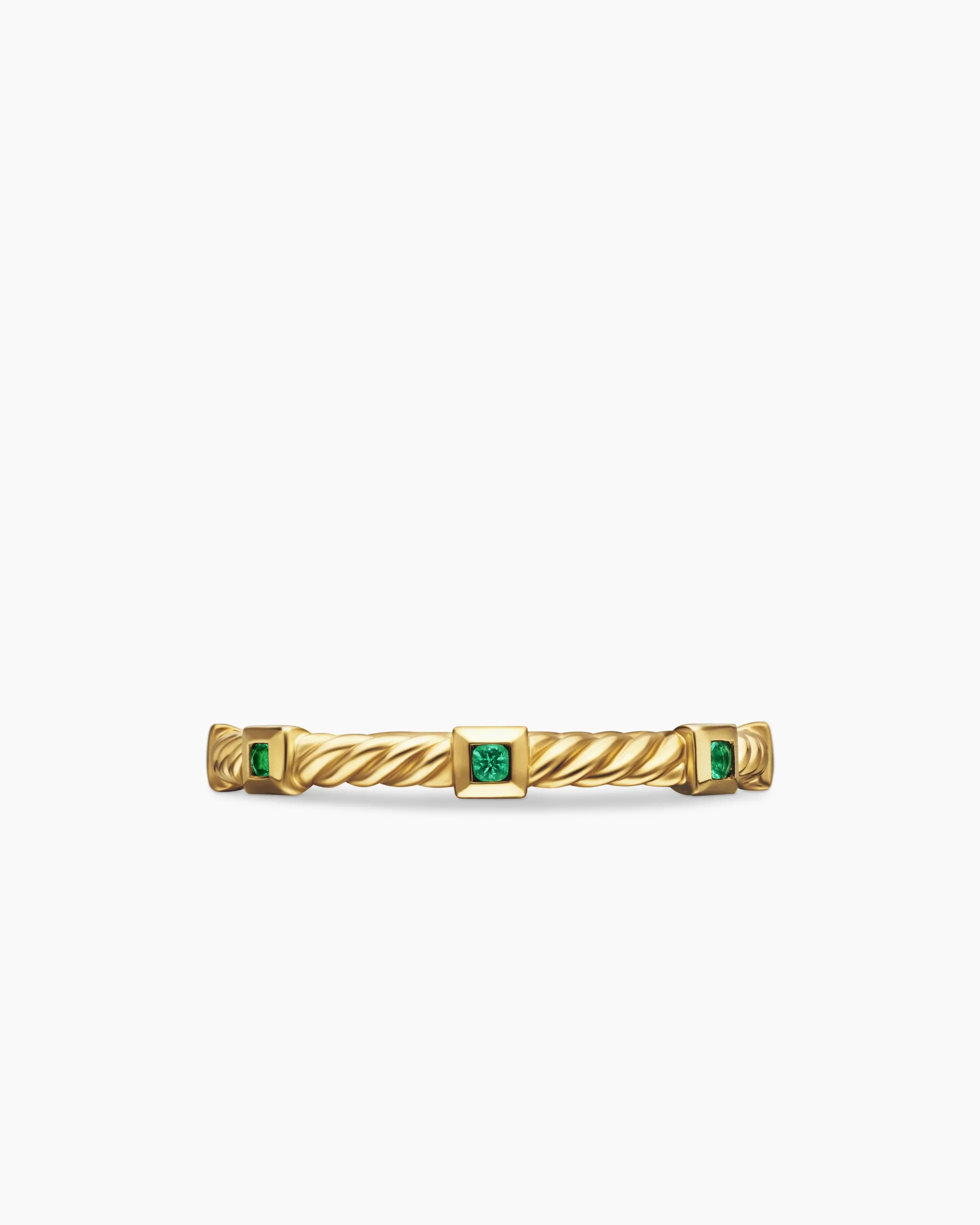 Cable Collectibles® Stack Ring 18K Yellow Gold with Emeralds, 2mm