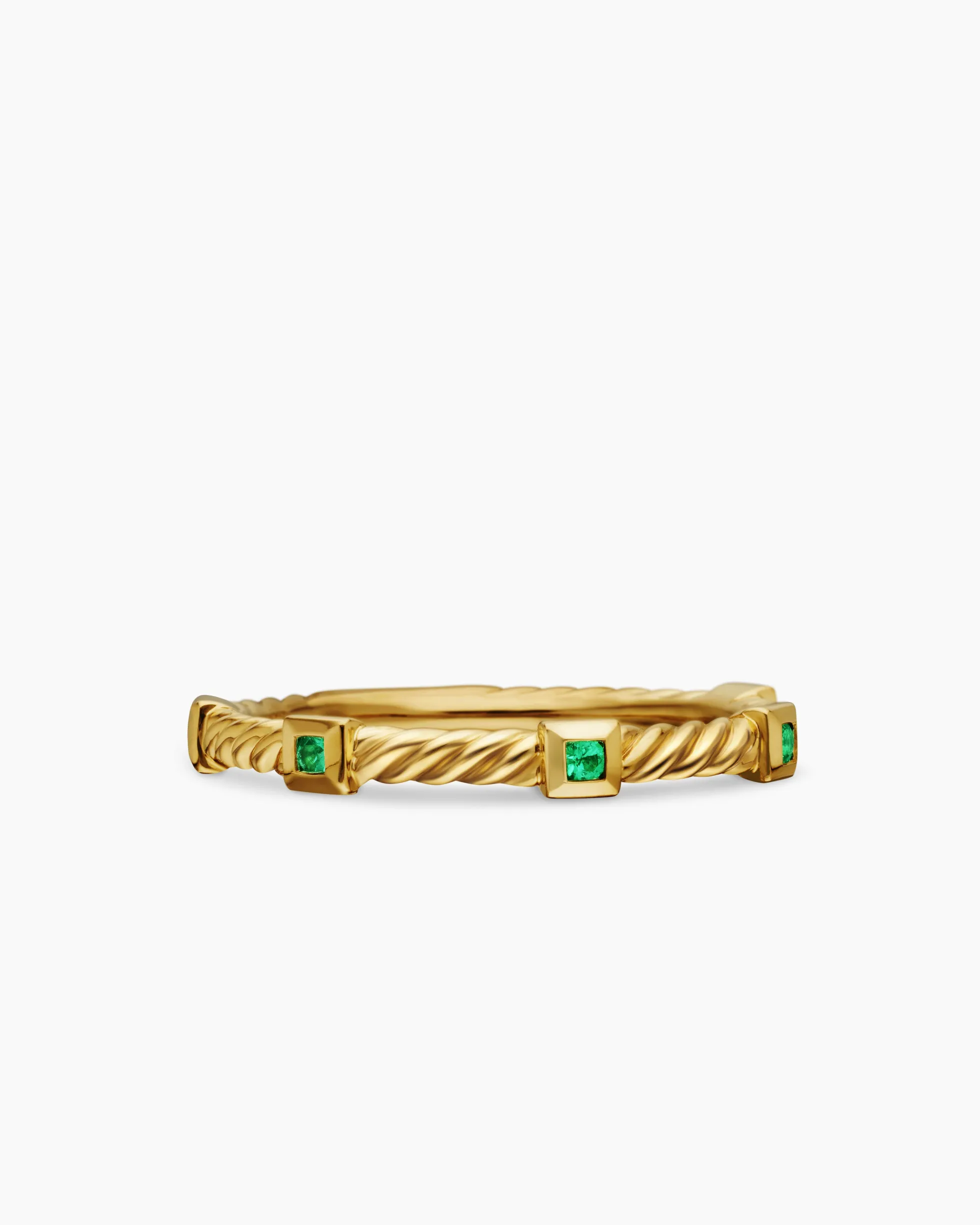 Cable Collectibles® Stack Ring 18K Yellow Gold with Emeralds, 2mm