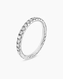 Cable Collectibles® Stack Ring 18K White Gold with Diamonds, 2mm