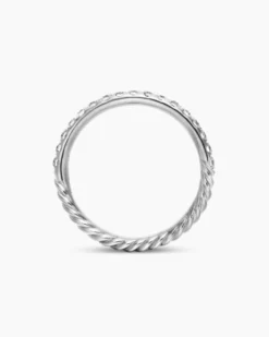 Cable Collectibles® Stack Ring 18K White Gold with Diamonds, 2mm