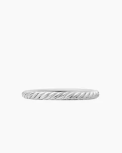 Cable Collectibles® Stack Ring 18K White Gold with Diamonds, 2mm