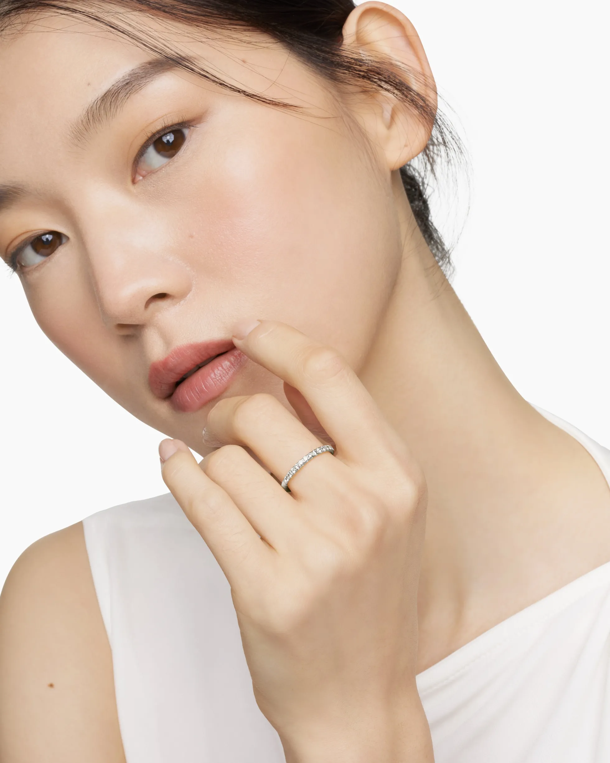 Cable Collectibles® Stack Ring 18K White Gold with Diamonds, 2mm