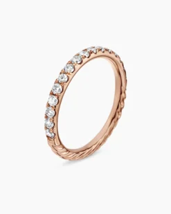 Cable Collectibles® Stack Ring 18K Rose Gold with Diamonds, 2mm