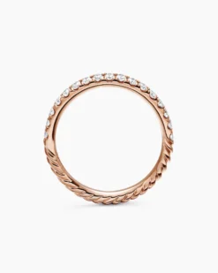 Cable Collectibles® Stack Ring 18K Rose Gold with Diamonds, 2mm