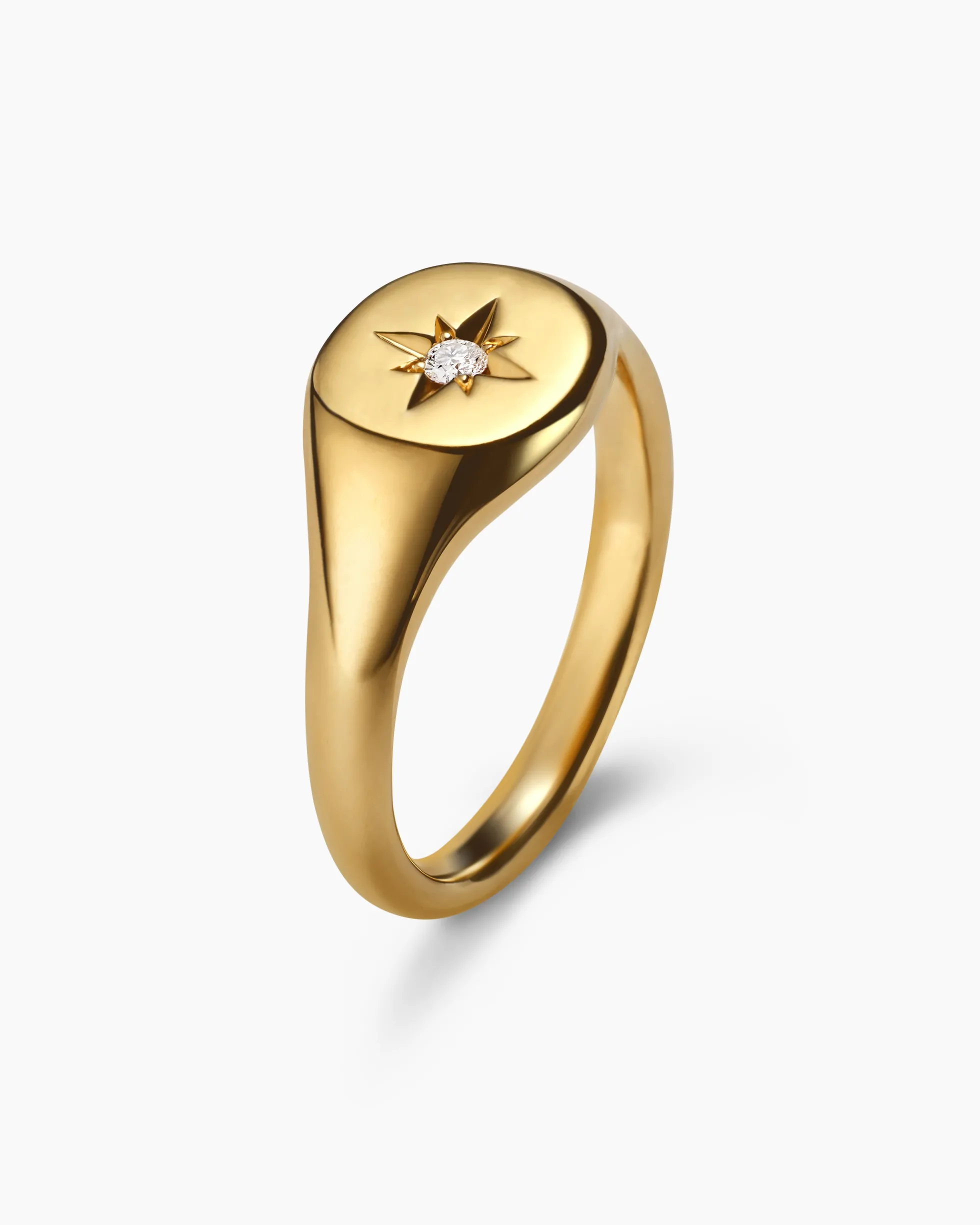 Cable Collectibles® Starset Pinky Ring 18K Yellow Gold with Center Diamond, 7mm