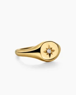 Cable Collectibles® Starset Pinky Ring 18K Yellow Gold with Center Diamond, 7mm