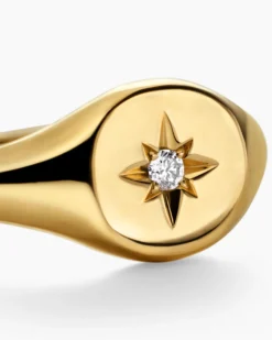 Cable Collectibles® Starset Pinky Ring 18K Yellow Gold with Center Diamond, 7mm