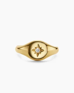 Cable Collectibles® Starset Pinky Ring 18K Yellow Gold with Center Diamond, 7mm