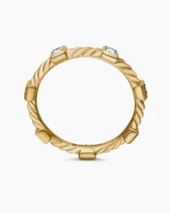 Cable Collectibles® Stations Stack Ring 18K Yellow Gold with Diamonds, 2mm