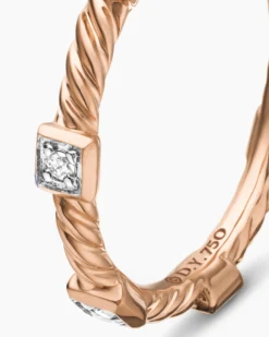 Cable Collectibles® Stations Stack Ring 18K Rose Gold with Diamonds, 2mm