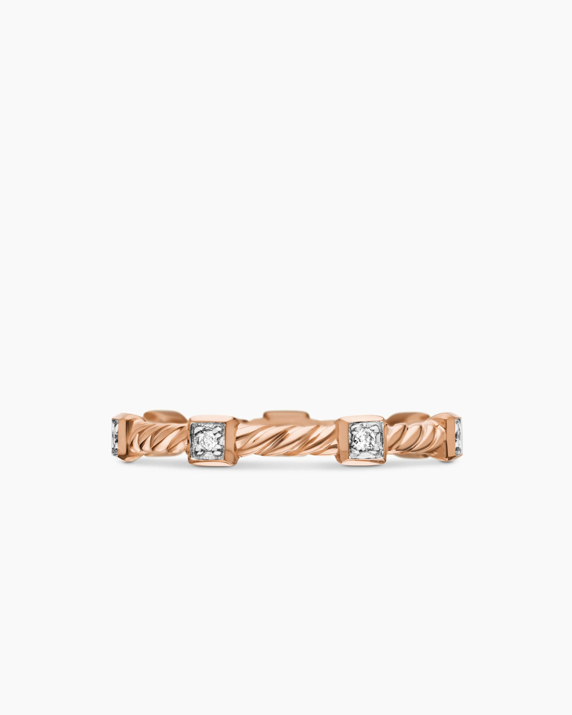 Cable Collectibles® Stations Stack Ring 18K Rose Gold with Diamonds, 2mm