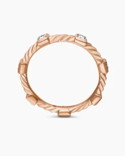 Cable Collectibles® Stations Stack Ring 18K Rose Gold with Diamonds, 2mm