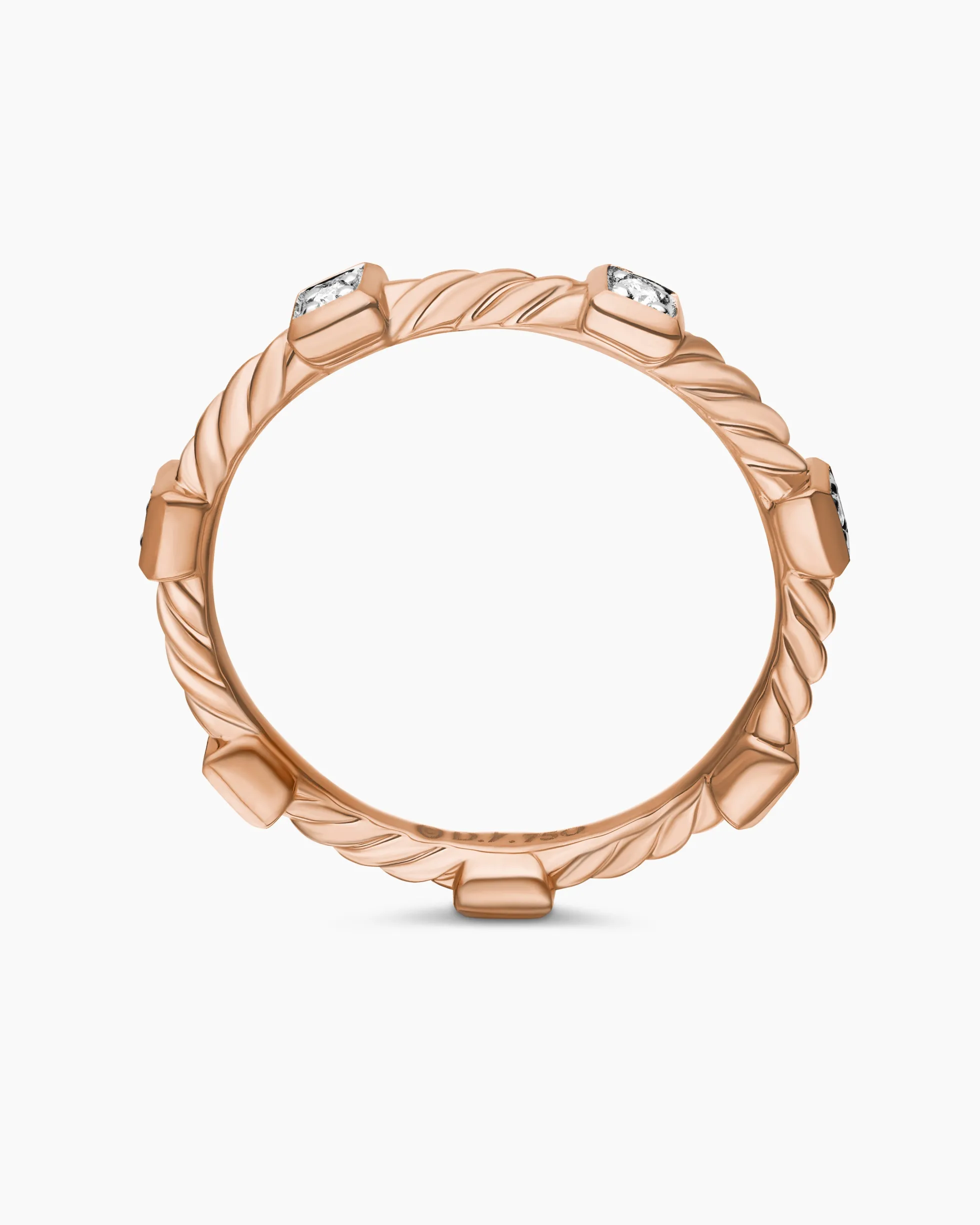 Cable Collectibles® Stations Stack Ring 18K Rose Gold with Diamonds, 2mm
